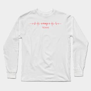 I Love Orange Texas USA Heartbeat Funny T-Shirt For Men Women Custom Long Sleeve T-Shirt